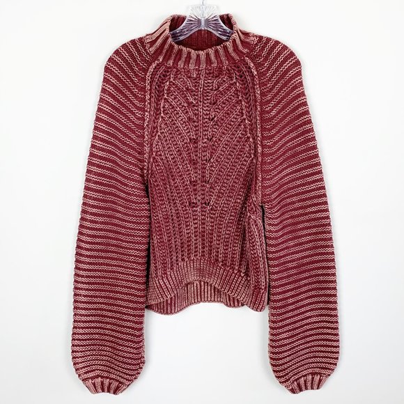 Free People Sweaters - Free People | Cable knit balloon sleeve sweater S